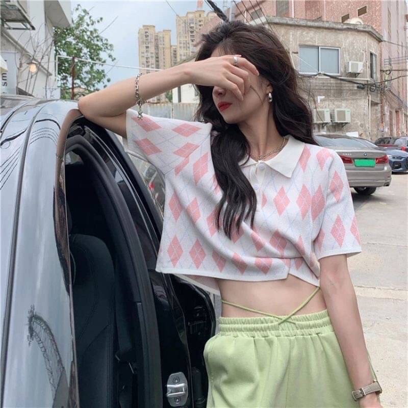 พร้อ-มส่ง-เสื้อไหใพรมคอปก-ลายตารากหมากรุก-สีน่ารักมาก