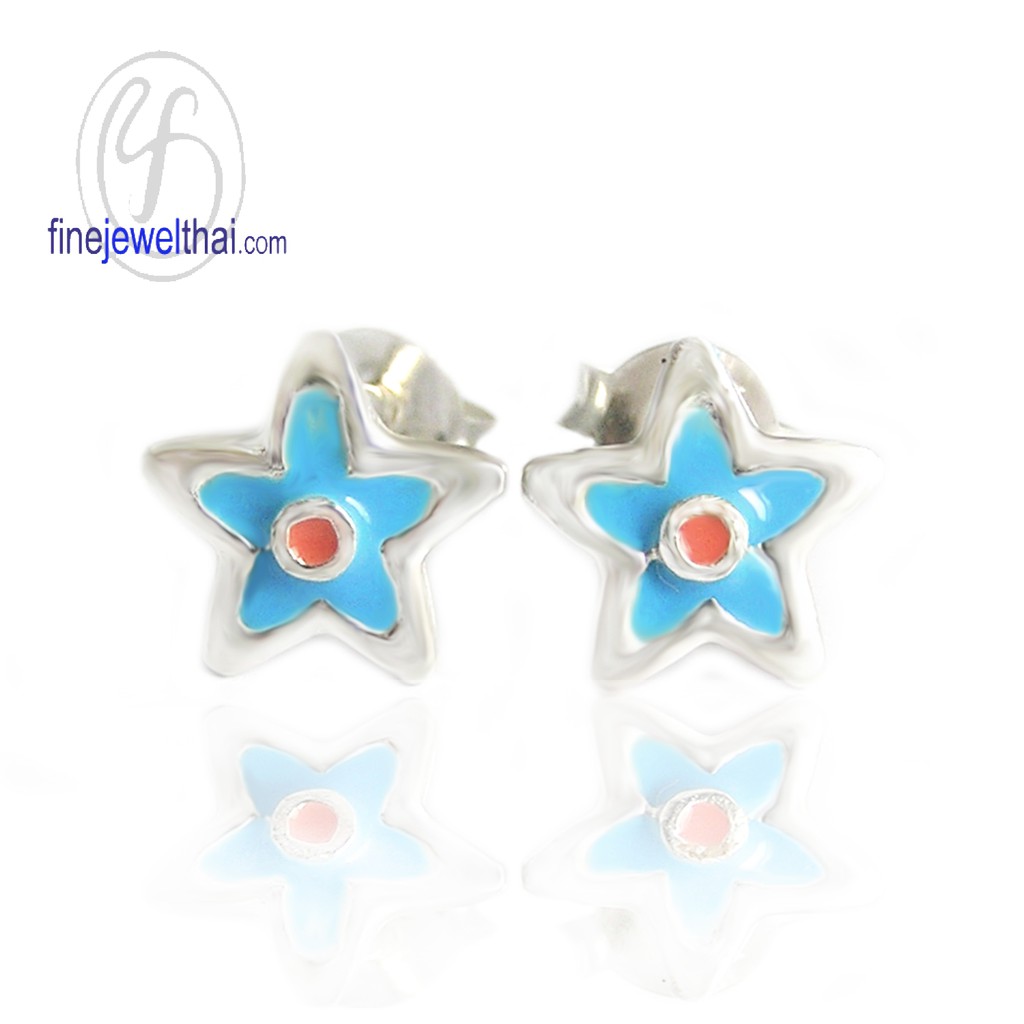 finejewelthai-ต่างหูรูปดาว-ต่างหูลงสี-ต่างหูเงินแท้-925-silver-enamel-earring-e306400e-2