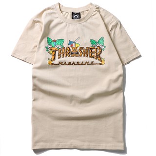 พร้อมสต็อกผลิตภัณฑ์ใหม่ Thrasher streetwear Tiki Totem ไอดอลเปลวไฟแบบแฟชั่นเสื้อยืดเสื้อยืดฤดูร้อน [S-5XL]