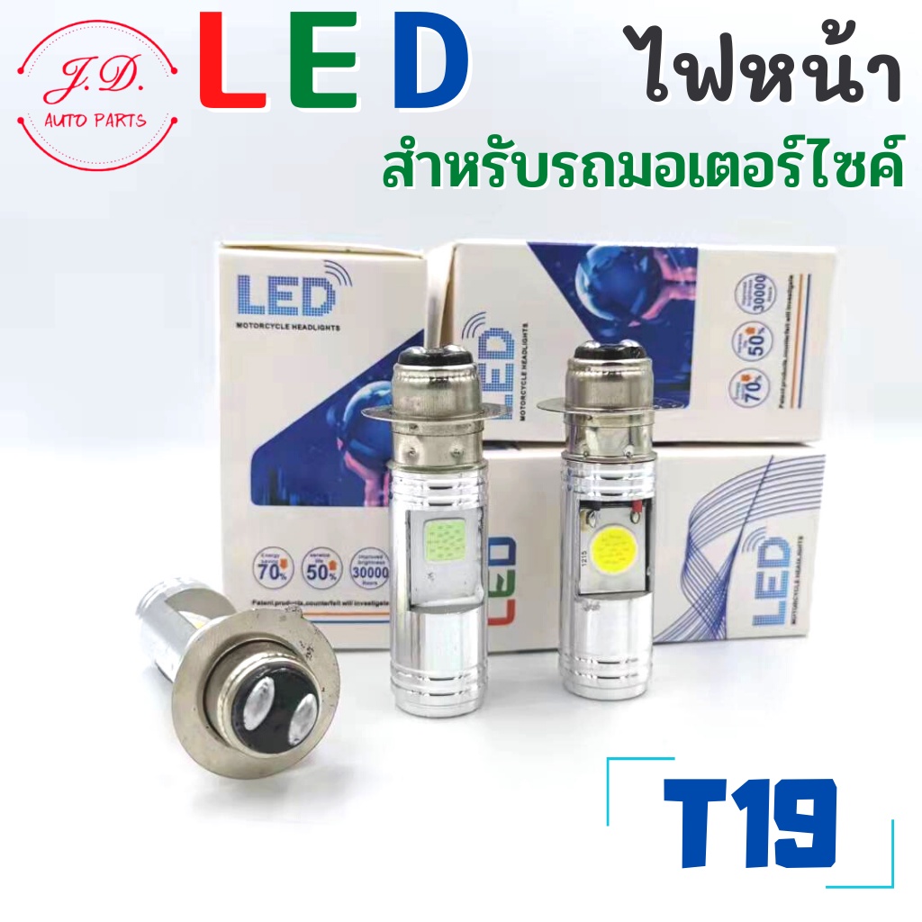 ภาพหน้าปกสินค้าไฟหน้ารถมอเตอร์ไซค์​ T19 เเละ H4 แบบหลอดไฟหน้า LED สำหรับรถมอเตอร์ไซค์