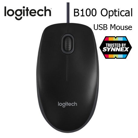 แท้-usb-optical-mouse-logitech-b100-ใหม่แกะกล่อง-ของแท้-ประกัน-synnex-ไทย-3-ปี-เมาส์-สีดำ