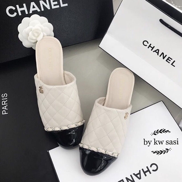 รองเท้าสลิปเปอร์สไตล์แบรนด์-chanel