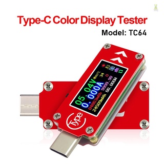 Flt TC64 โวลต์มิเตอร์ แอมมิเตอร์ แรงดันไฟฟ้า แบตเตอรี่ PD หน้าจอสี LCD USB Type-C