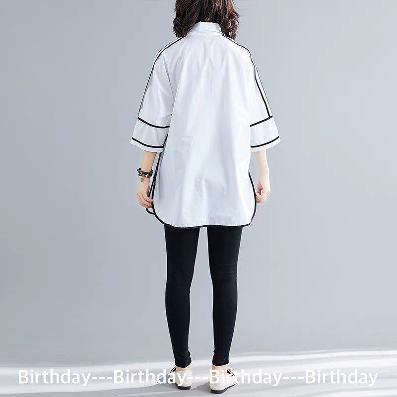 ทักก่อนสั่ง-เสื้อคอปก-แขนในตัว-แต่งขอบกุ๊น-oversize-อก48-goffee-birthday
