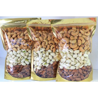 สินค้า มิกซ์นัท​ (Mixed Nuts) เม็ดมะ​ม่วง​หิมพานต์​ พิสตาชิ​โอ​และอัลมอนด์​ อบสุกธรรมชาติ​ 500กรัม
