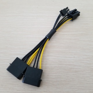 Molex IDE Molex คู่ 4 พิน เป็น PCI-E PCI Express กราฟิกการ์ดแสดงผลวิดีโอ 8 พิน ( 6 พิน + 2 พิน ) สายเคเบิลพาวเวอร์ซัพพลาย 18AWG 15 ซม. สําหรับ BTC