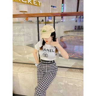 💞C H A  N E L 💓♥︎sᴇᴛ 2 ชิ้น เสื้อครอป+กางเกง ˚✧ สุดปัง เก๋มาก!! แต่งยางเอวสวยมาก