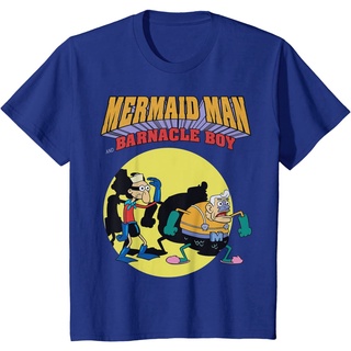 เสื้อยืดผู้ เสื้อยืดแขนสั้น คอกลม ผ้าฝ้าย พิมพ์ลาย Nickelodeon Spongebob Mermaid แฟชั่นฤดูร้อน สําหรับผู้ชาย S-5XL