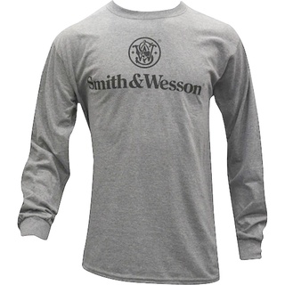 เสื้อยืดแขนยาว ผ้าฝ้าย พิมพ์ลายโลโก้ Smith &amp; Wesson สําหรับผู้ชาย ไซซ์ S - 3XL
