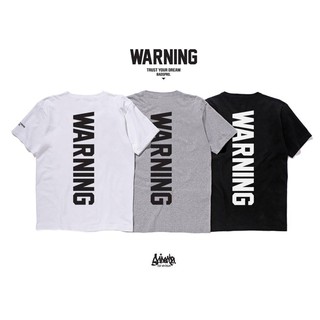เสื้อยืดสีขาวJust Say Bad ® เสื้อยืดลาย แนวสตรีท  รุ่น Warning ดำ เทา ขาว ( ลิขสิทธิ์แท้ ) แขนสั้น เสื้อยืดชาย หญิง  M L