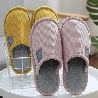 เช็ครีวิวสินค้ารองเท้าใส่ในบ้าน พื้นยาง กันลื่น slipper สลิปเปอร์ สีพื้น (JIE)