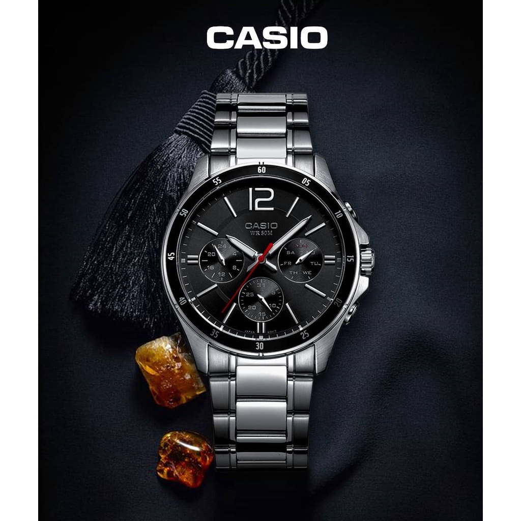 ราคาและรีวิวCasio Standard นาฬิกาข้อมือผู้ชาย สายแสตนเลส รุ่น MTP-1374D-1A  ประกัน 1 ปีเต็ม