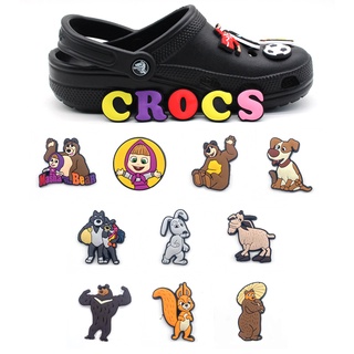 จี้การ์ตูนสัตว์น่ารัก Masha And The Bear Graffiti Series Jibbitz PVC สําหรับตกแต่งรองเท้า Crocs Clogs Boys Girls TikTok ขายส่ง