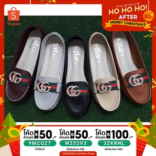 ภาพขนาดย่อของสินค้าSize 36-45 รองเท้าคัทชู แบบตัว G ริบบิ้น หนังนิ่ม Lily Shoes