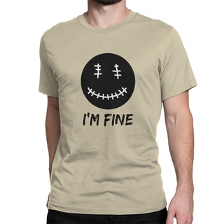 มาใหม่ เสื้อยืดคอกลม แขนสั้น ผ้าฝ้าย 100% พิมพ์ลาย Im Fine Smile Face สําหรับผู้ชาย