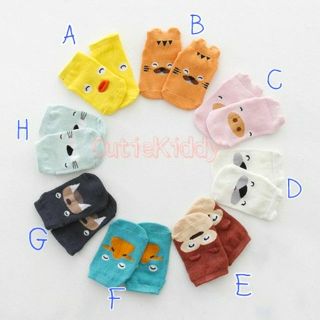 [พร้อมส่ง] ถุงเท้าเด็กแบบสั้น ลายหน้าสัตว์ มีกันลื่น