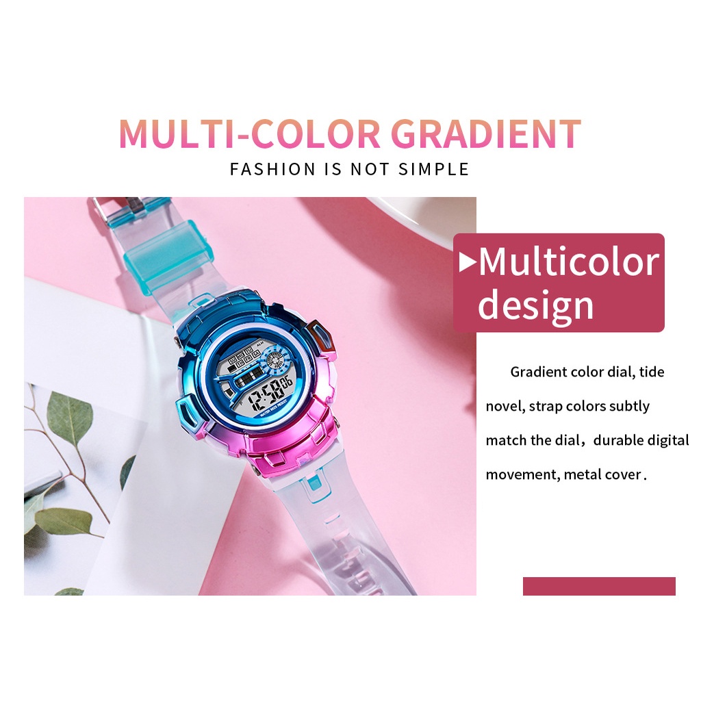 นาฬิกาดิจิตอล-mult-color-gradientการไล่ระดับสีหน้าปัด-tide-novellstrap-สีตรงกับหน้าปัดทนทานดิจิตอลเคลื่อนไหวฝาครอบโลหะac