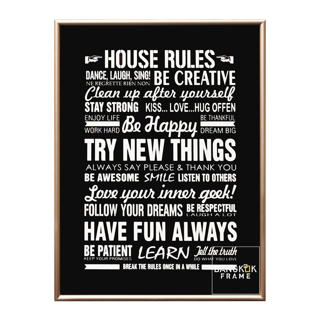 bangkokframe-คำคมพร้อมแขวน-กรอบคำคม-quote-frame-กรอบรูปพร้อมแขวน-house-rules-30x40-ซม-ของขวัญ-ของแต่งบ้าน