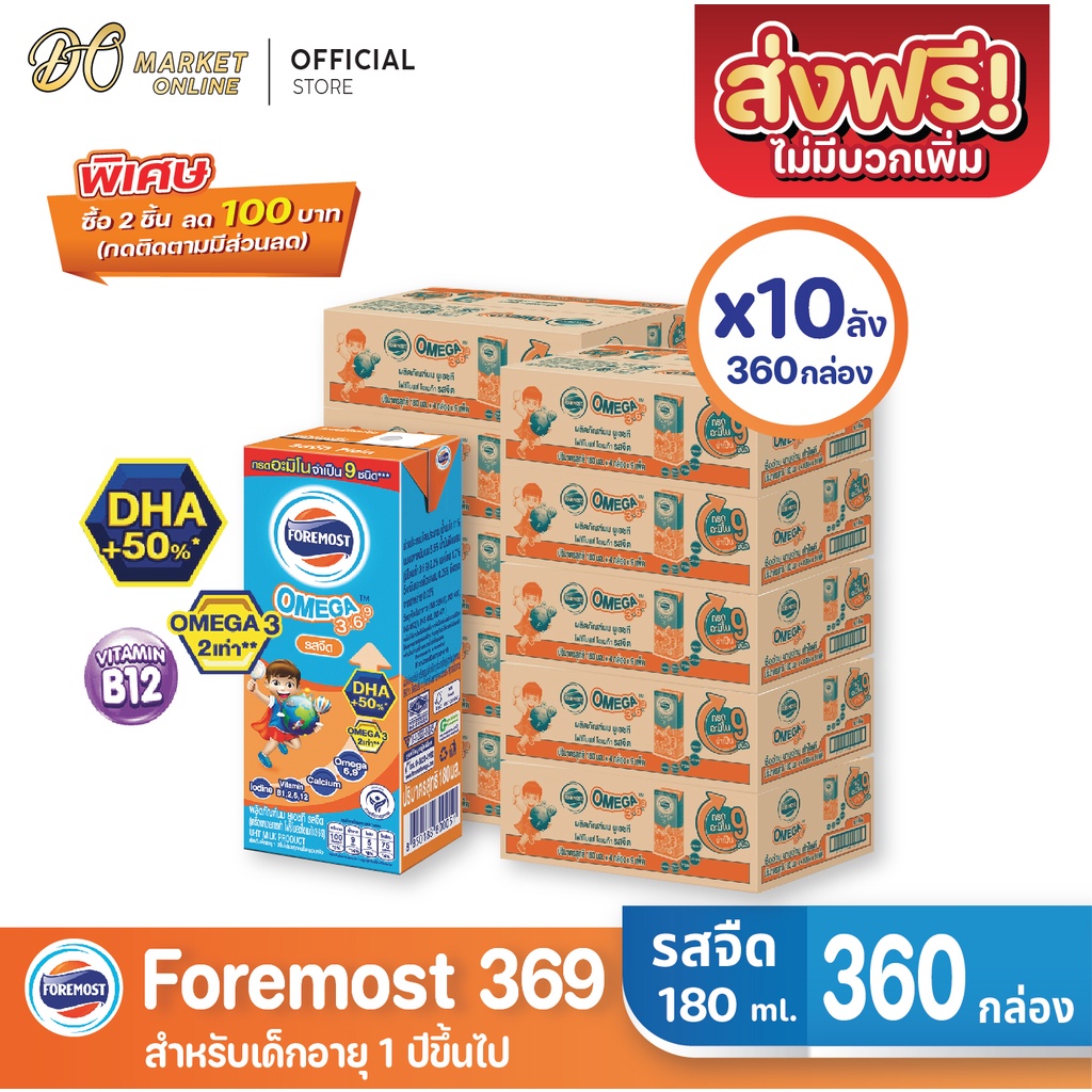 ภาพหน้าปกสินค้าโฟร์โมสต์ โอเมก้า369 นมยูเอชที รสจืด FOREMOST UHT OMEGA369 180มล. (ยกลัง 10 ลัง : รวม 360กล่อง) จากร้าน d.o.market บน Shopee