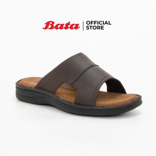 Bata Men Leather Mules Sandals รองเท้าแตะสำหรับผู้ชาย รุ่น Bravo สีน้ำตาล 8644455