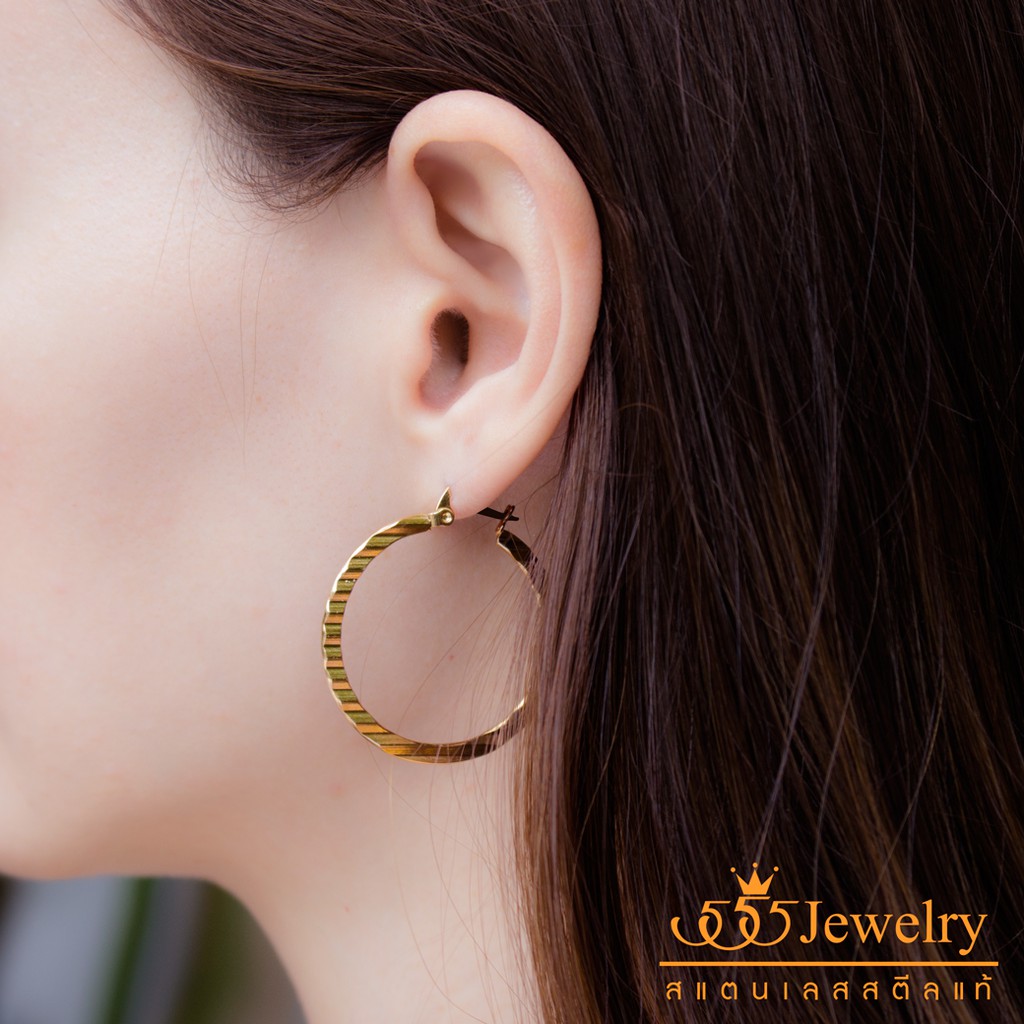 555jewelry-ต่างหูห่วงสแตนเลส-สตีล-ห่วงกลม-ดีไซน์เก๋-รุ่น-mnc-er9896-ต่างหูผู้หญิง-ต่างหูแฟชั่น-er29