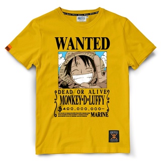 เสื้อยืดวันพีช One piece 279-เหลือง Wanted Luffy