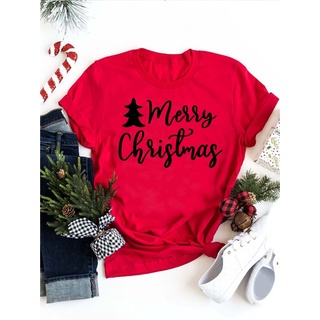 New Year Sweet Trend Lovely Merry Christmas Tee Fashion Festival Women Print Clothes Holiday Tops Female T-Shirt DW147เส