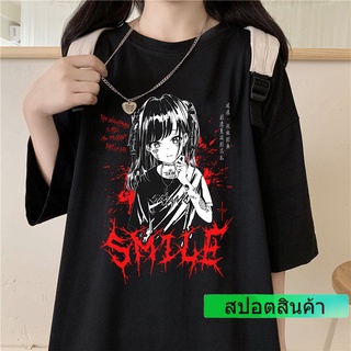 Harajuku ความงาม Gothic Punk การ์ตูนแขนสั้นเสื้อยืด O-Neck ผู้หญิงฤดูร้อน Ulzzang Hip Hop หลวม Casual Streetwear เสื้อผ้