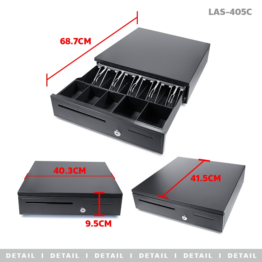 ลิ้นชักเก็บเงินอัตโนมัติ-แคชเชียร์-5ช่อง-กล่องเงินสด-cash-drawer-rj11-รุ่น-las-405c-เหมาะสำหรับร้านค้าต่างๆ