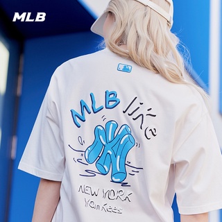 เสื้อยืดคู่ผู้ชายและผู้หญิง MLB เช่นเสื้อแขนสั้นพิมพ์ลายกีฬาลําลองฤดูใบไม้ผลิหลวมและฤดูร้อนใหม่ vLk