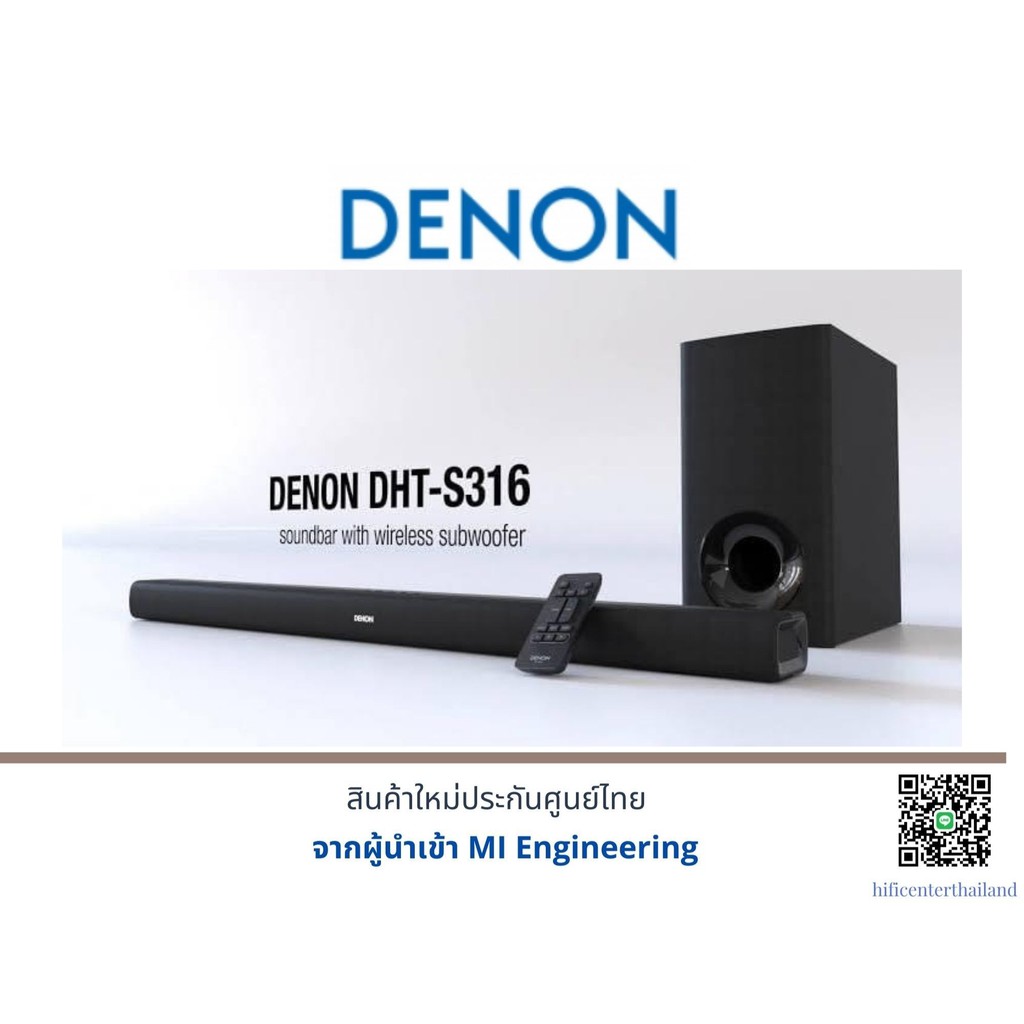 Denon DHTS316 home theater sound bar system with wireless subwoofer