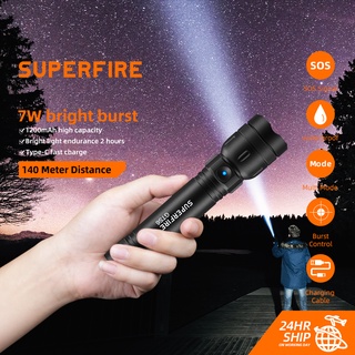 Superfire GTS6 flashlight โคมไฟฉุกเฉินชาร์จ usb แบบพกพาสําหรับตั้งแคมป์กลางแจ้ง ไฟฉาย