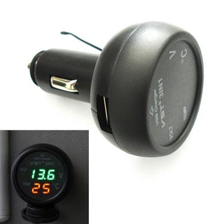 ภาพขนาดย่อของสินค้า3in1 Digital Voltmeter 12/24V Cigarette Lighter ที่ชาร์จในรถ