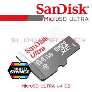 ภาพขนาดย่อของภาพหน้าปกสินค้าSANDISK ULTRA MicroSD Card SDSQUNS_064G_GN3MN : 64 GB (BY SYNNEX) Class 10 จากร้าน billionaire_securetech บน Shopee