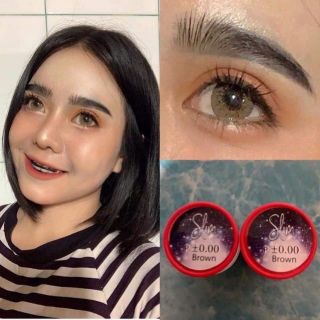 💟 Pitchylens ๑ Slim ( dia:14.5) brown gray Contactlens บิ๊กอาย คอนแทคเลนส์ ราคาถูก แถมตลับฟรี