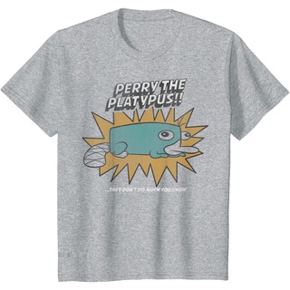 เสื้อยืดผ้าฝ้ายพรีเมี่ยม เสื้อยืด พิมพ์ลาย Disney Phineas And Ferb Perry The Platypus