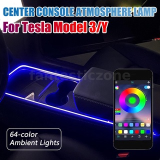 แถบไฟนีออน LED RGB 12V อุปกรณ์เสริม สําหรับตกแต่งภายในรถยนต์ Tesla Model Y Model 3 fantasticzone