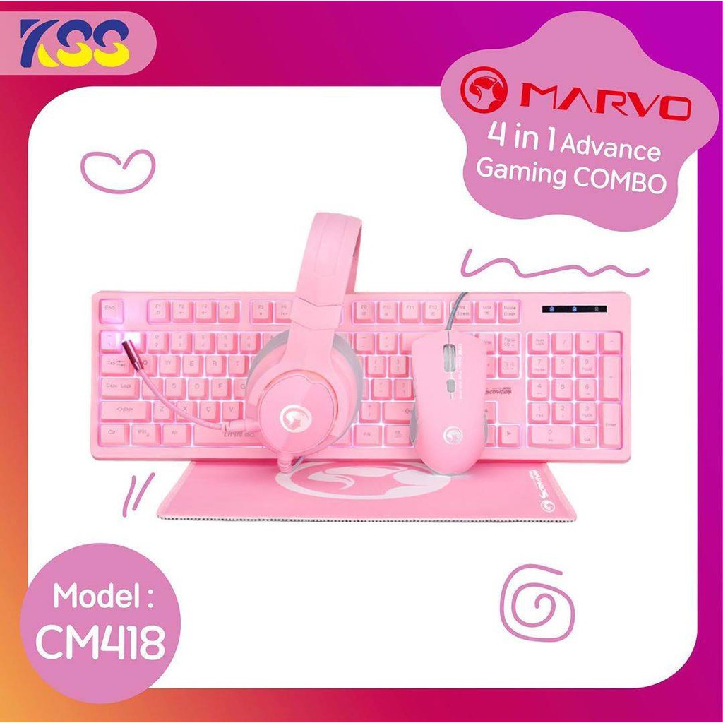 MARVO CM418 4 IN 1 Advanced Gaming Combo Keyboard / Mouse / หูฟัง | Shopee  Thailand