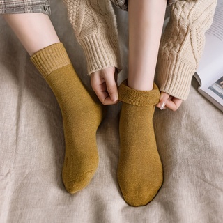 ถุงเท้า ผ้ากํามะหยี่ขนนิ่ม แบบหนา ให้ความอบอุ่น แฟชั่นฤดูหนาว สําหรับผู้หญิง 2022