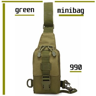 กระเป๋า minibag กระเป๋าพกพาใส่ของผู้ชาย กันน้ำผิวนอกด้วยผ้าเกรดดี ใส่เงินสด บัตร จะพาดไหล่ ถือสะพายได้หมด สีเขียว