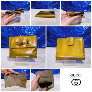 👝: GUCCI Bamboo Gold Patent Leather Short Wallet แท้💯%