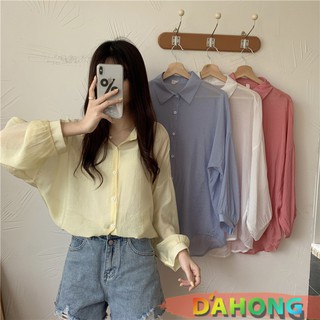 Dahong 💖 99001 เสื้อเชิ้ตผู้หญิง ทรงเสื้อเชิ้ต เสื้อเชิ้ตชีฟอง  สไตล์เกาหลี สวมใส่สบาย