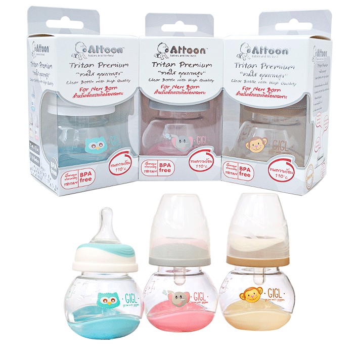 ขวดนม Attoon รุ่น Tritan Premium ขนาด 2 ออนซ์ สำหรับทารกแรกเกิด ขวดใส ...