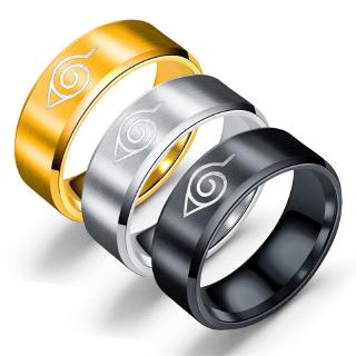 แหวนสัญลักษณ์อะนิเมะนารูโตะ 3 สีแหวนสแตนเลสแหวนไทเทเนียม