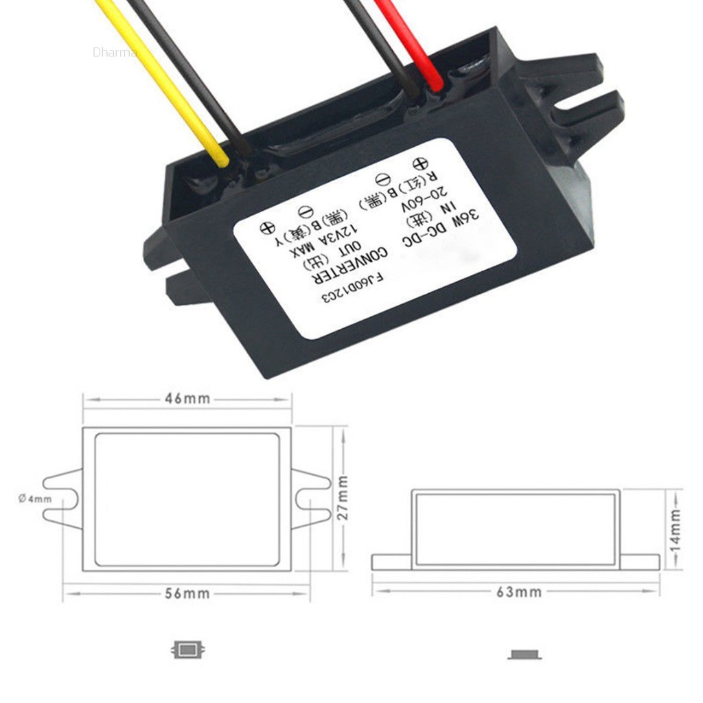 dharma-ใหม่-ตัวแปลงโวลต์-dc-dc-20v-60v-24v-36v-48v-เป็น-12v-3a-กันน้ํา-สําหรับรถยนต์