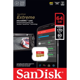ภาพหน้าปกสินค้าSanDisk Extreme microSD SDXC UHS-I A2 64GB (SDSQXAH-064G-GN6MN) อ่าน 170MB/s เขียน 80MB/s กล้องแอคชั่น โทรศัพท์ แท็บเลต ที่เกี่ยวข้อง