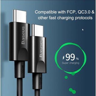 Baseus สายชาร์จ USB-C PD 100W QC3.0 5A ชาร์จด่วน Type-C to Type C มี E-Marker ยาว 1.5 เมตร