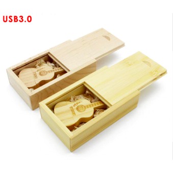 ภาพหน้าปกสินค้าUSB 3.0 wooden Guitars usb flash drive pendrive 64GB U disk LOGO customized