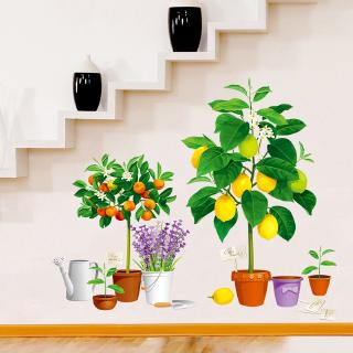 【Zooyoo】สติกเกอร์ติดผนัง Plant flower pot living room layout wall stickers