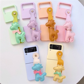 เคสโทรศัพท์มือถือ กันกระแทก พร้อมสายคล้องมือ สีมาการอง สําหรับ Samsung Galaxy Z Flip 4 Z Flip 3 5G Z Flip 3 Zflip3 Z Flip4 Z Flip4 Z Flip3